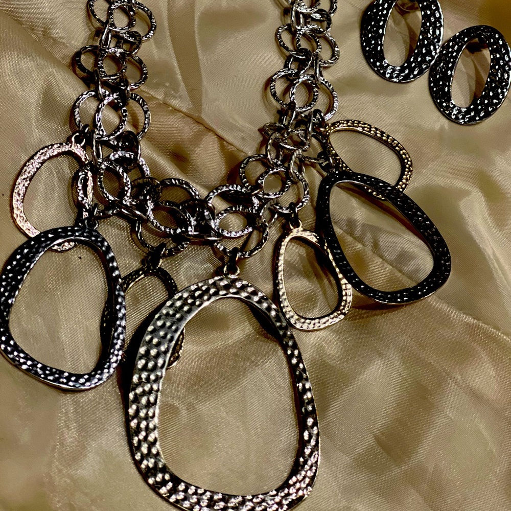 Chico’s silver and gold necklace & earrings